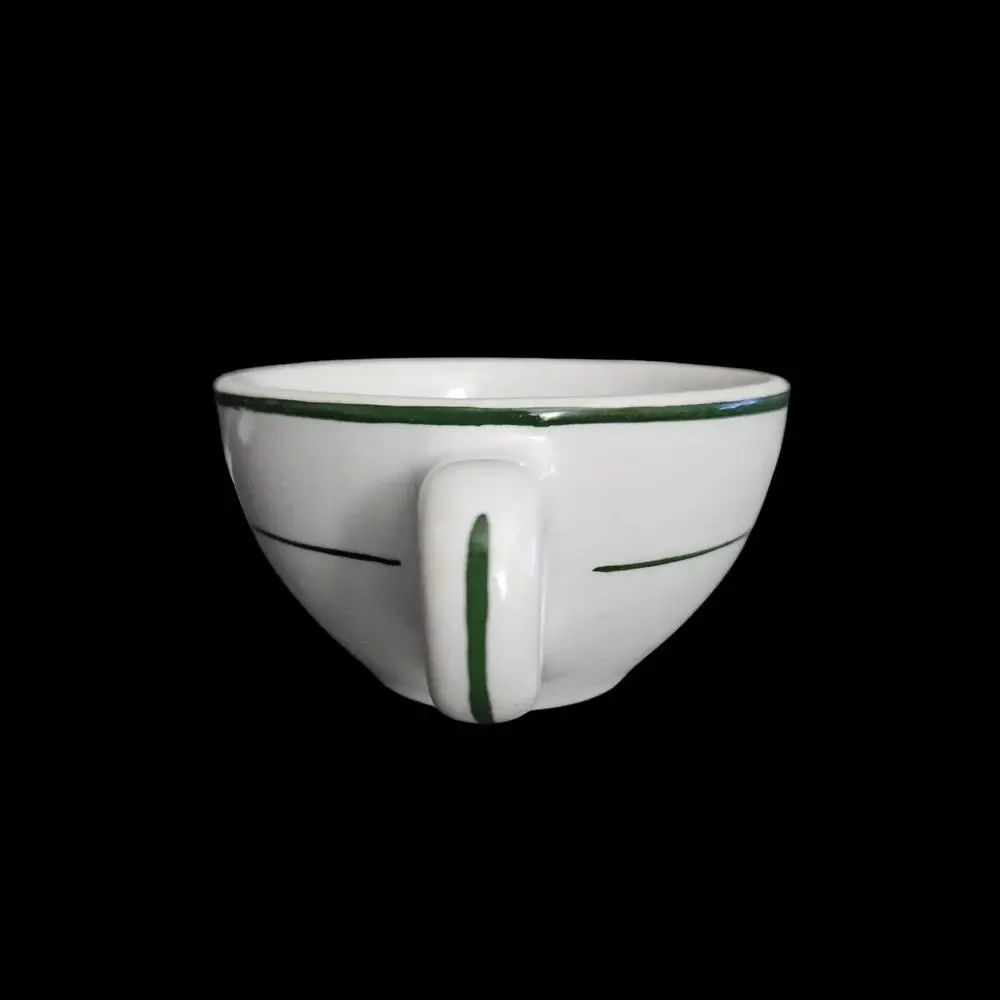 Buffalo China Green Stripe Restaurant Ware Soup Chili Cups Set of 4 USA